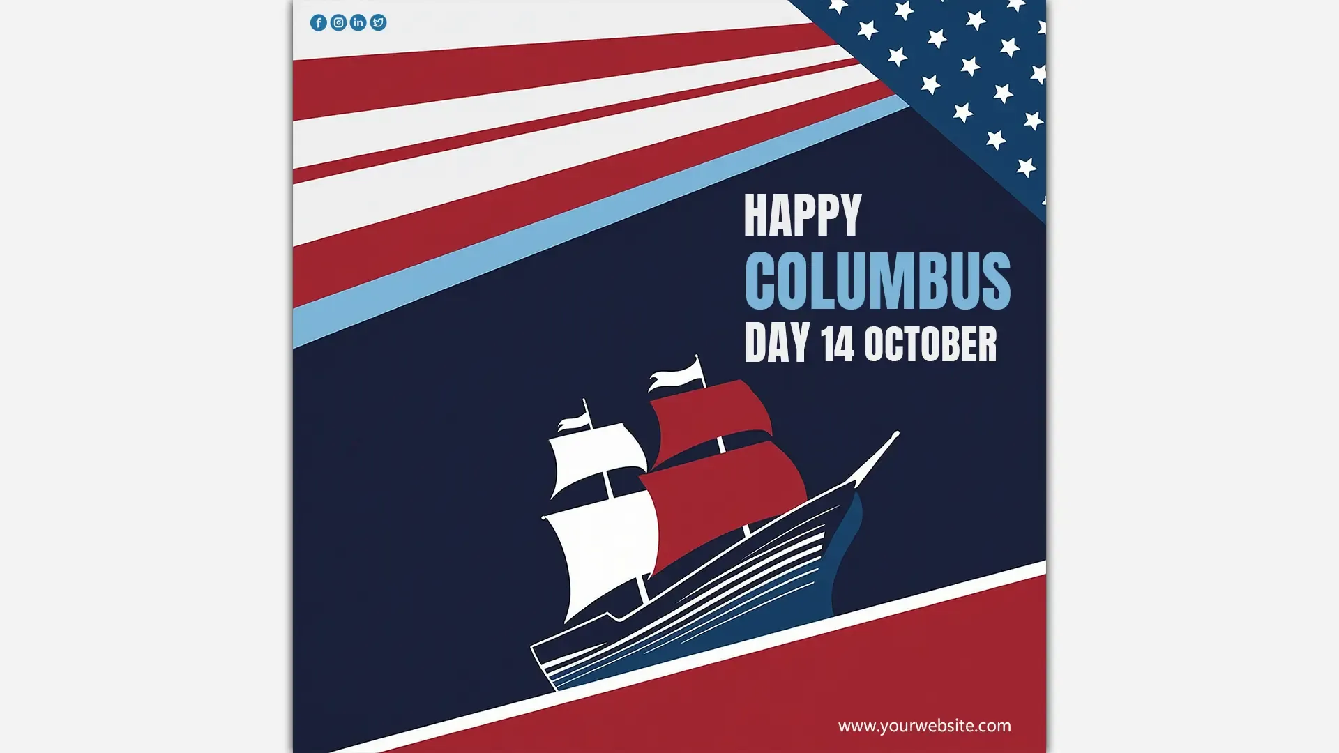 Happy Columbus Day 14 October Instagram Post PSD Template